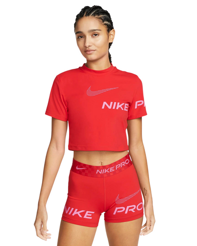 Nike Womens  Short-Sleeve Cropped Graphic Training Top