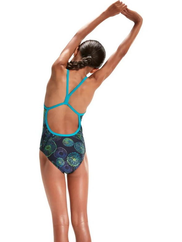 Speedo Girls Lane Back One Piece - Jellyfish Glows